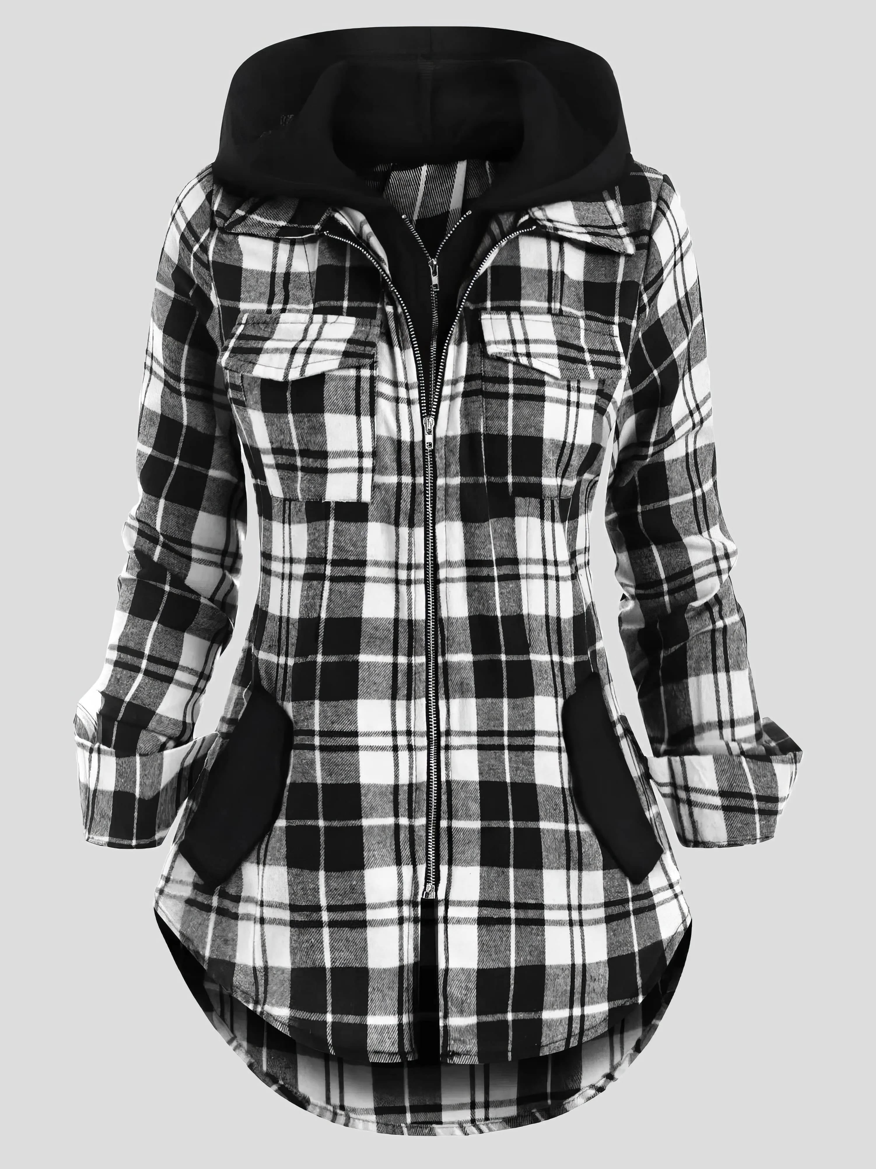 Button-Up Plaid Corduroy Jacket