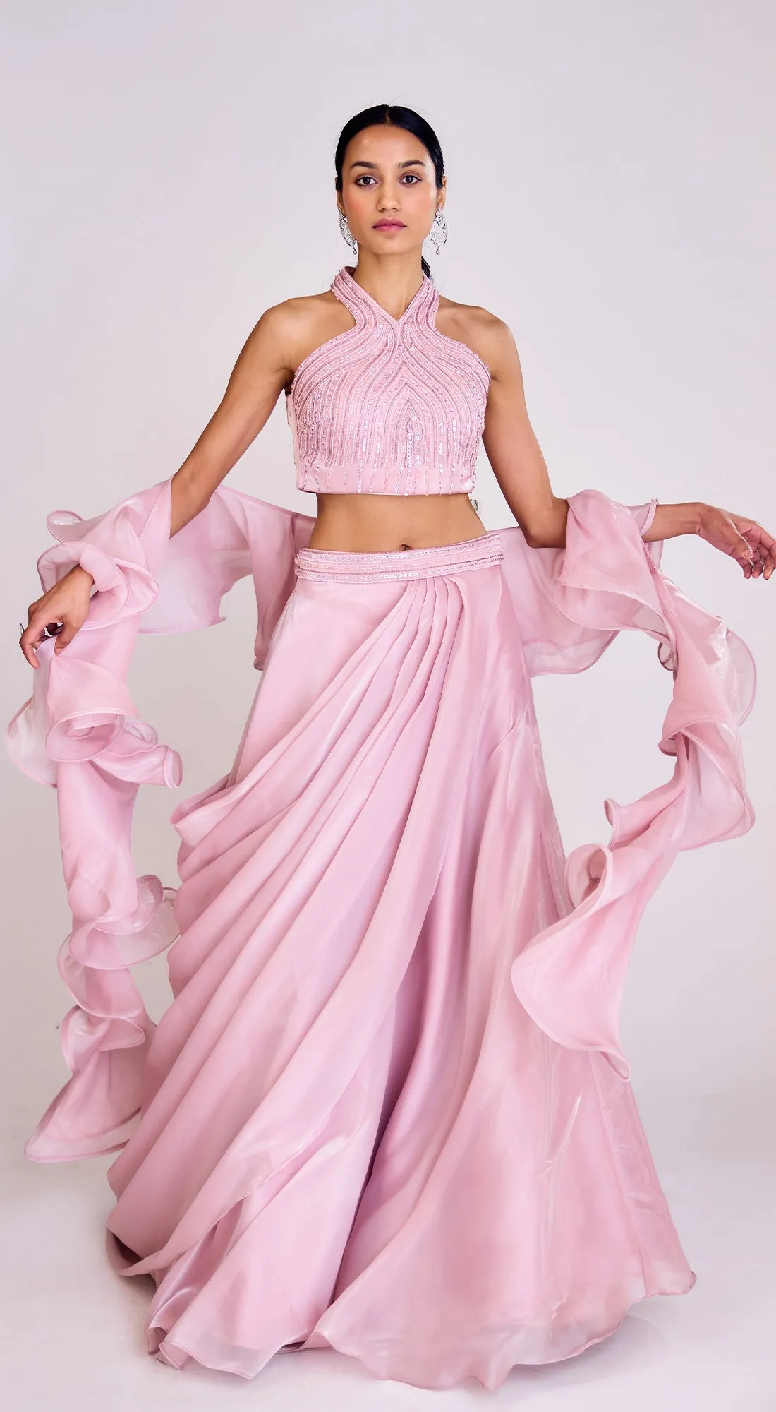 Mauve Tissue Lehenga Set